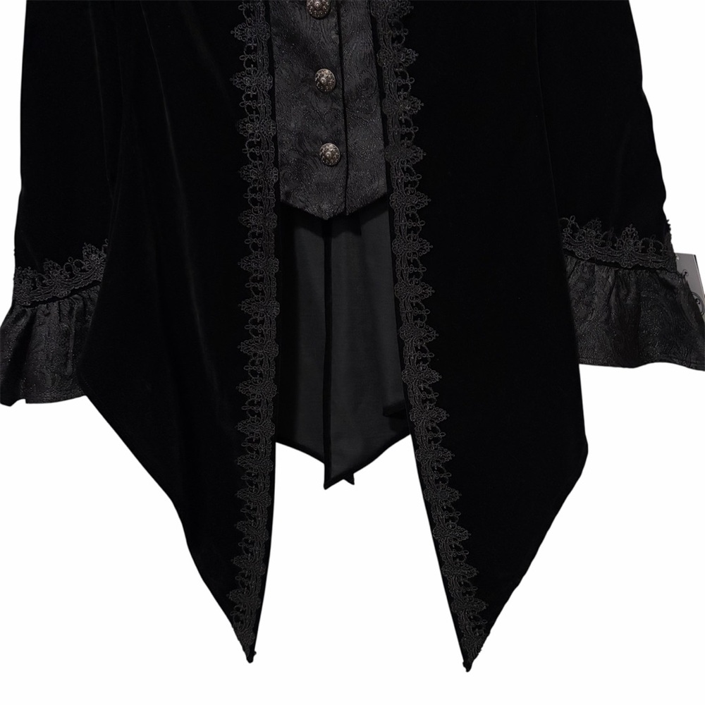 DARK IN LOVE NWT Black Velvet Lace Bell Sleeve Button Front Jacket - Picture 4 of 14